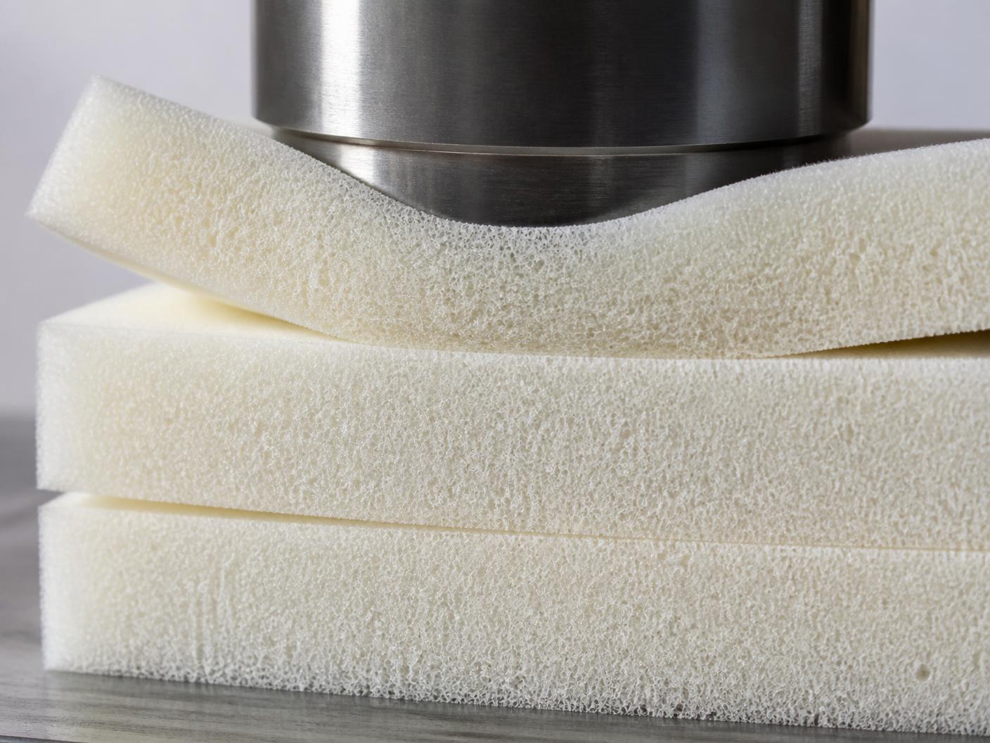 Flexible polyurethane foam slabs for cushioning